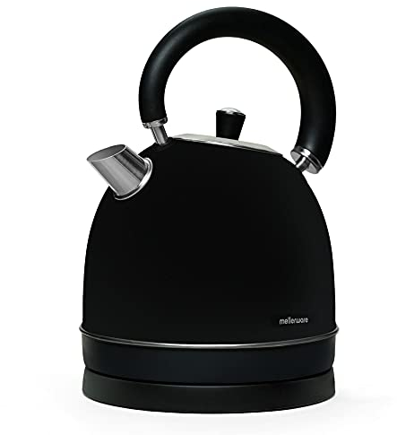 Mellerware - Hervidor Eléctrico Inox Spring!2021 2200W | Indicador Nivel de Agua | 0-100ºC Calentamiento Rápido <3 min 1.8L | Base 360º | Libre BPA | Kettle Diseño Tetera Elegante | Negro