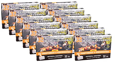 BURI 12x Kohleanzünder 32er-Pack Ofenanzünder Grillanzünder Kaminanzünder Anzünder