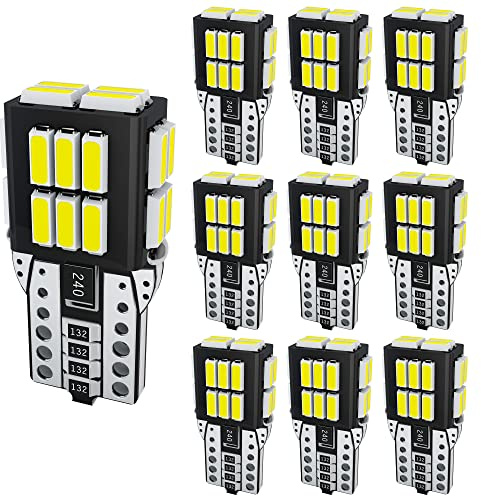 AGLINT Bombillas W5W T10 LED CANBUS 24SMD 501 Bombillas para Automóvil Bombilla Posicion LED Coche Interiore Luces Domo Mapa Matrícula Laterales Cortesía Puerta Marcador 12V 6500K Blanco 10PCS