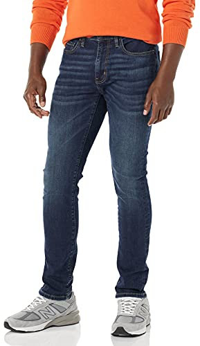 Amazon Essentials Herren Skinny Jeans mit hohem Stretchanteil, Dunkle Waschung, 36W / 28L