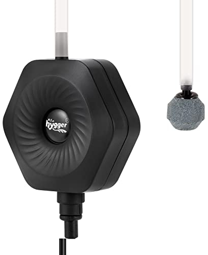 hygger Aquarium Mini Air Pump, Ultra Silent 1.5 W Nano Aquarium Air Pump with Bubbler Oxygen Aeration Pump with Air Stone Hose Suction Cup for 0.5-15 Gal Fish Bowl