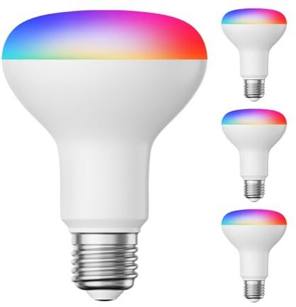 ledscom.de 4 st E27 LED RGB-lampor, R80, varmvit - kallvit (2700-6300 K), 9,9 W, 950lm, Smart Home, WLAN, Alexa, matt