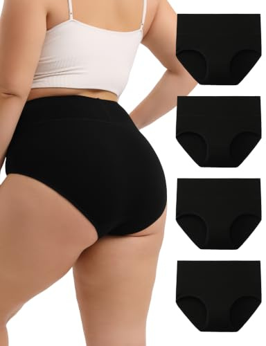 INNERSY Plus Size Underwear Black Pants Women Knickers, 26-28,Classic Black