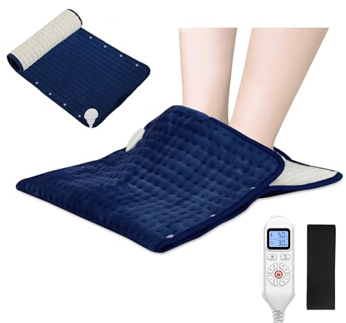 JOBYNA Scaldapiedi e Termoforo Elettrico 2 in 1, Riscaldamento Elettrico dei Piedi, Termoterapia per Alleviare il Dolore, con Cintura e Chiusure a Scatto, 30-70℃ e 10-90minuti Regolabile (45 * 70cm)