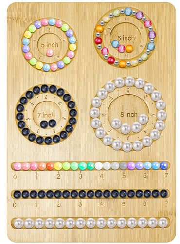 Orgthin Bamboo Bead Board for Jewelry Making - Design Tray with Measurement for Necklace and Bracelet Making Kit 7.9x11.4