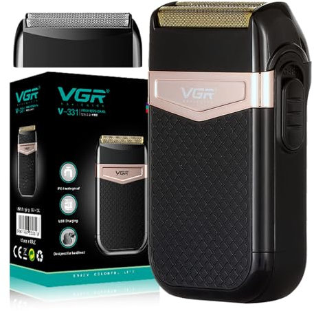 VGR 331 Herren-Doppelfolienrasierer, Reise-Elektrorasierer, Tragbarer Bartschneider für eine Gründliche Rasur, USB-Aufladung, Lange Akkulaufzeit