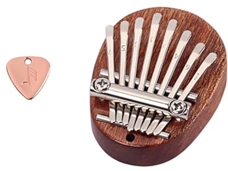 Alasum 1st Mini Tangents Kalimba Bärbart Tummpiano i Brunt Inkl Plektrum För Nybörjare Roligt Musikaliskt Instrument För Fester Och Träning Fingermobilitet