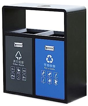 ZONABSQQ Versatile Bidoni per immondizia per Esterni Commerciali rettangolari, bidone per la Raccolta differenziata Doppio Grande e Fodera Spessa e posacenere in Acciaio Inossidabile Funzionale