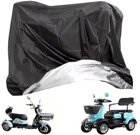 Heavy Duty Waterproof Mobility Scooter Cover with Elastic Band - Anti-Dust Motorbike Protection from Rain, Dust and Sun for Wheelchair Storage