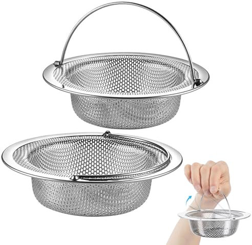 2 Stück Abflusssieb - Sieb für Spülbecken mit Griff, Abflusssieb Edelstahl Rostfrei, Spülbecken Sieb Verstopfungsschutz Küche Abfluss Spüle für küchenspüle waschbecken (11 x 8 x 3 cm)