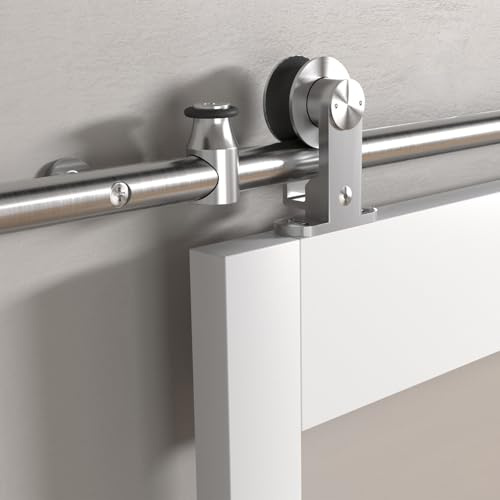 SOTECH skjutdörrset MANSION i rostfritt stål (kan skruvas fast ovanifrån) upp till 80 kg dörrvikt, max. 1000 mm dörrbredd och 30-40 mm dörrtjocklek