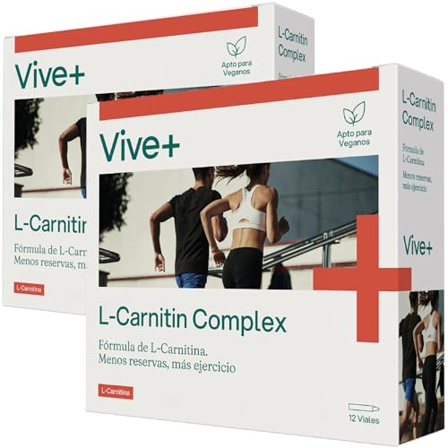 Vive+ L-Carnitina Líquida – 2 Paquetes de 12 Viales de 10 ml – Suplemento para el Metabolismo – Reducción de Grasa – Rendimiento y Energía