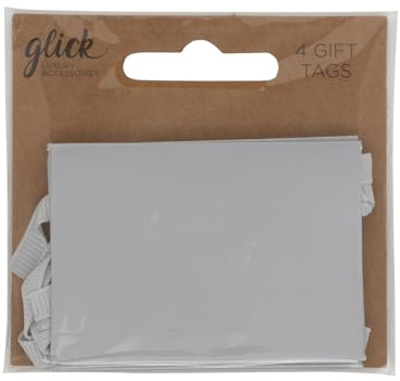 Glick Pack of 4 Plain Silver Gift Tags to Accessorise Your Gifts Beautifully, Gift Tags, 7 x 5 cms