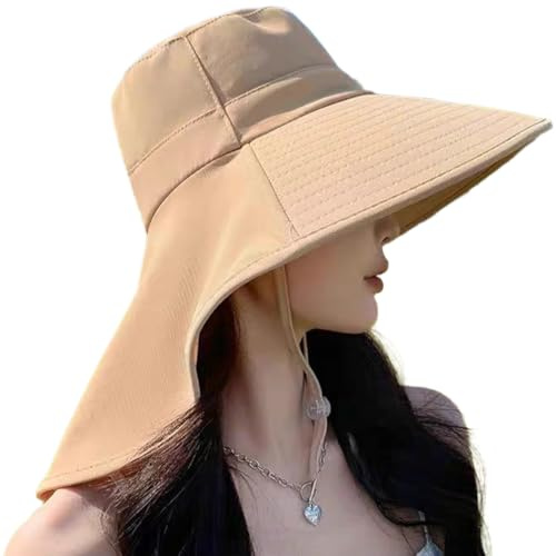 PYEUIFT Chapeau Femme Soleil Outdoor Summer Chapeau Randonnée Protection UV Chapeau De Brousse Queue De Cheval en Maille à Large Bord pour La Randonnée Chapeau de Soleil Chapeau Anti UV