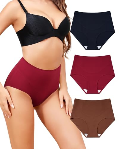 Aijolen Culotte Gainante Femme Ventre Plat Gaine Amincissante Culottes Sculptantes Taille Haute Slip Dim sous-Vêtements Invisible Slips sans Couture Shapewear Lot de 3 S-XXL