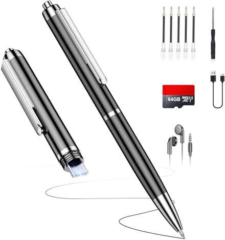 Diktiergerät mit USB-C, 64GB Aufnahmegerät,1600h Speicher Voice Recorder, Wiedergabe mit DSP-Rauschunterdrückung & HD-Audio, Digitales Diktiergerät für Unterricht, Meetings, Interviews