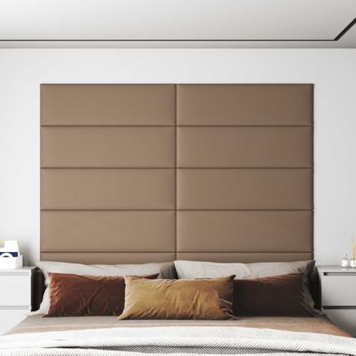 Lot de 12 panneaux de plafond rembourrés - Panneaux muraux - Marron cappuccino - 90 x 30 cm - En cuir synthétique - 3,24 m² - Revêtement mural pour salon, cuisine, bureau