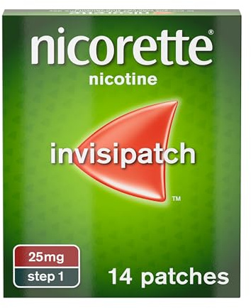 Nicorette InvisiPatch, Nicotine Patches Step 1, 25mg, 14 count, Effective and discreet Stop Smoking and Stop Vaping Aid, Nicotine Patches to Beat Cravings & Withdrawal Symptoms(Quit Smoking or Vaping)