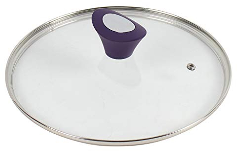 Glasdeckel mit Dampfloch | Hitzebeständiger Universaldeckel | Ideal für Color your Kitchen Pfanne | 24 cm violett