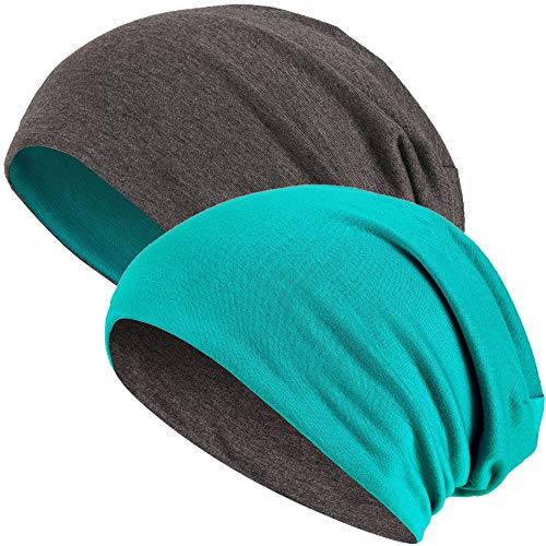 Hatstar Slouch Lungo Beanie Reversibile Knit Beanie cap 2 in 1 Cappello di Inverno in 48 Colori - 2 1 Grigio Scuro/Petrolio, Taglia Unica