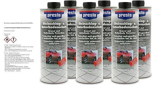 6x 1 L Liter Presto Steinschlag-Unterbodenschutz schwarz Steinschlagschutz überlackierbar Spritzpistolendose