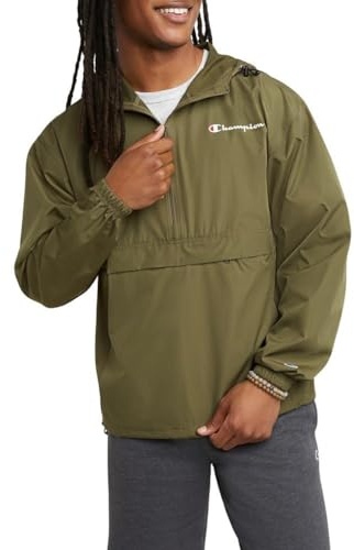 Champion mens Stadium Packable Jacket, Left Chest Script Jacket, Cargo Olive-549369, Large US