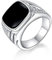 JO WISDOM Herren Ring Breit Silber 925,Klassischer einfacher Siegel schwarzer Onyx Breiter Ring mit 5A Zirkonia, Schmuck für Männer