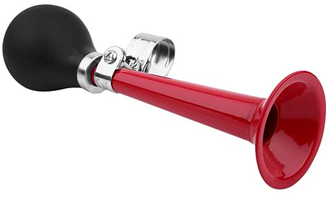 Klaxons de Vélo, 2,2 Pouces, Métal + Silicone, Anneau de Compression Poire Bugle à Air, pour Vélos, VTT, Voitures de Plage, Camping-Cars, Motos, 5 Couleurs(Rouge)