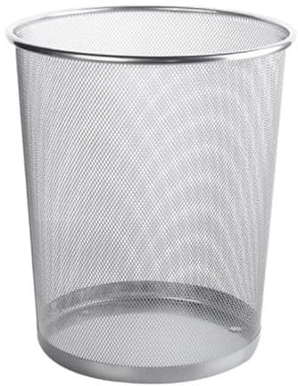 Cestino per la carta Cesto in Rete Metallica Trash Bidone immondizie Bidoni Spazzatura Tondo GRIGIO SILVER 23 X 26