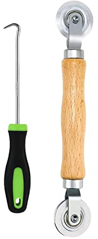 Rodillo Giratorio de Presión Rueda de Herramientas,2 Pcs Mango de Madera Duradero Polea de Presión,Juego Herramienta De Rodillo De Pantalla,Accesorios para Mosquiteras,para Las Mosquiteras de Ventana