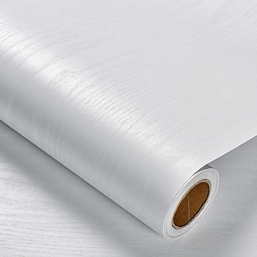 Heroad Peel and Stick Wallpaper 17.5 x 393 Wood Contact Paper Wood Wallpaper White Wood Grain Contact Paper Thicken Textured for Cabinets and Drawers Countertops Waterproof Self Adhesive Vinyl