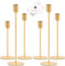 TAVADA ,Juego de 6 Candelabro Decorativos Estilo Retro Candelabro Comedor Dorado portavelas de Metal Alto para Velas cónicas