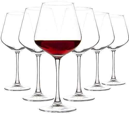 UMEIED Red Wine Glasses Set (20 Oz, Set of 6), Burgundy Wine Glasses Long Stemmed Crystal Clear Wine Glasses, Perfect for Wine Tasting, Anniversary, Wedding, Party and Home