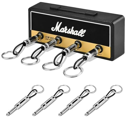 twirush Key Holder Guitar Amp Key Holder Hooks with 8 Guitar Plug Keyrings Audio Keychain Wall Mount Creative Retro Key Storage for Home Doorway Entryway Hallway Office