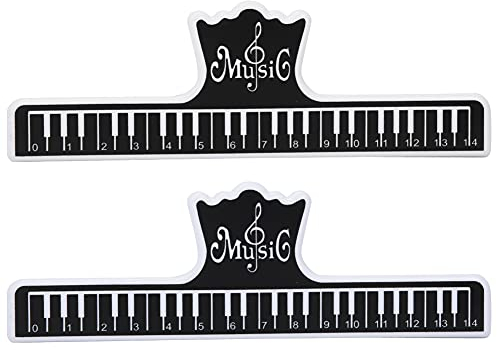 Alvinlite 2 Stück Notenbuch-Seiten-Clip-Halter aus Kunststoff, Notenhalter, Instrumentenzubehör Für Klavierspieler Und Musiker, Notenständer, Klaviere, Buchlesung(Schwarz)