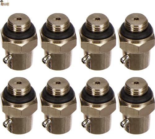 BricoLoco.com Llave de purga para radiador con válvula de salida orientable. ¡¡¡ PACK 8 uds.!!! Purgador radiador con tornillo de apertura y cierre. Rosca macho 3/8”. (8)