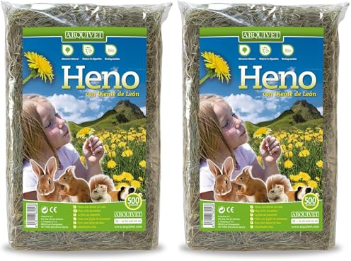 Arquivet Heno con Diente de león para roedores y pequeños mamiferos -, 500 g (Paquete de 2)