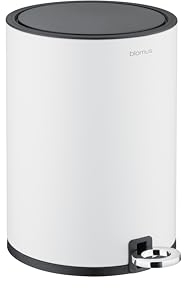 Blomus Kosmetikeimer -SINO- Mülleimer 3 Liter | Weiß | 20L x 20B x 26H cm | Treteimer mit Absenkautomatik | Mülleimer mit Innenbehälter aus Edelstahl