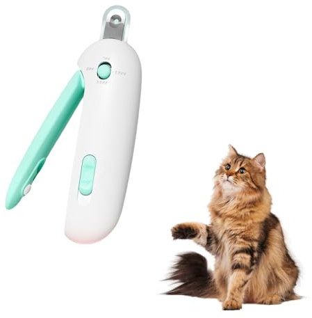 GUTERTOP Katzen Krallenschneider Hilfe, Katzen Nagelschere, Katzenkrallen Schneider With Nail File And Splash-Proof Protection Device, Professional Pet Claw Scissors für Medium Small Pets (Himmelblau)