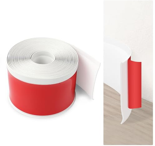 JUNART Soft Skirting Board, 600cm×10cm Widened Baseboard Trim, Self Adhesive PVC Baseboard Wall Molding Trim, Covering Cracks and Cratches(White)