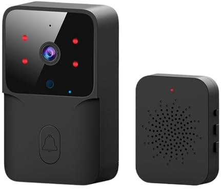 TRDEWR Timbre InaláMbrico Timbre WiFi For El Hogar, Timbre Inalámbrico Tuya WiFi, CC, CA, Cámara Alimentada por Batería, Timbre con Cámara Amplio Alcance InaláMbrico(ML1T-Black)