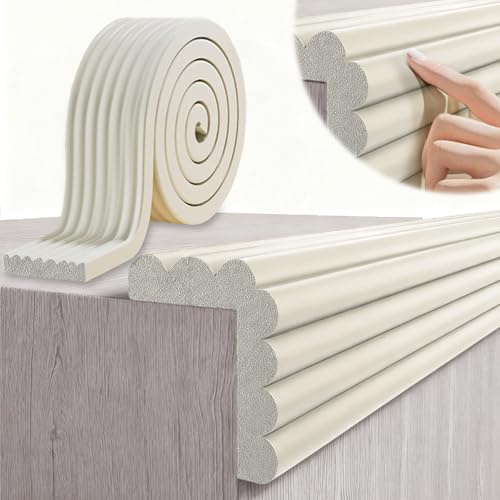 Protector de Bordes de Espuma para bebé, protección de Cantos de Mesa, Esquinas, protección de Cantos autoadhesiva para niños, Cama, alféizar de Ventana y Escritorio, Muebles (Blanco, 2M X 8CM)