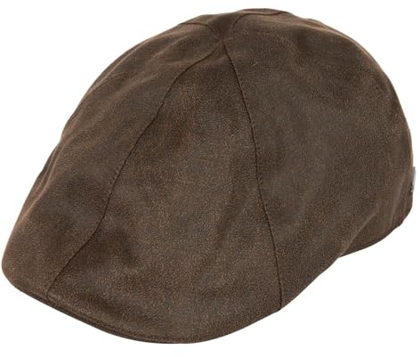 TOP-EX Schiebermütze Herren Wasserdicht Kunstleder Flat Cap – Vintage Gatsby Mütze in Lederoptik, Winter Golf Schirmmütze, Driving Hat für Schießen, Golf, Angeln, Wandern, Jagd, Braun M/L
