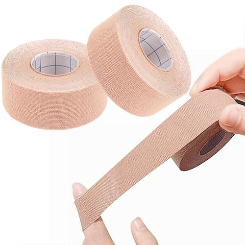FiTspi Pack of 2 Rolls Dressing Fixation Tapes, Adhesive Plaster Patches Band, Fabric Strapping Tape, Self Adhesive Bandage Wrap for Securing Plasters and Dressings, 2.5 cm x 5m