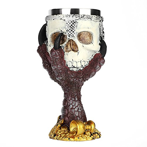 Gobelet à Vin Cool Halloween Mug 3d Tasse de Crâne Gobelet à Cafe Thé en Acier Inoxydable Coupe d'Eau Boire Bière Motif Griffe Calice Squelette pour Cadeau Noël Anniversaire Fête (Gobelet de Crâne-B)