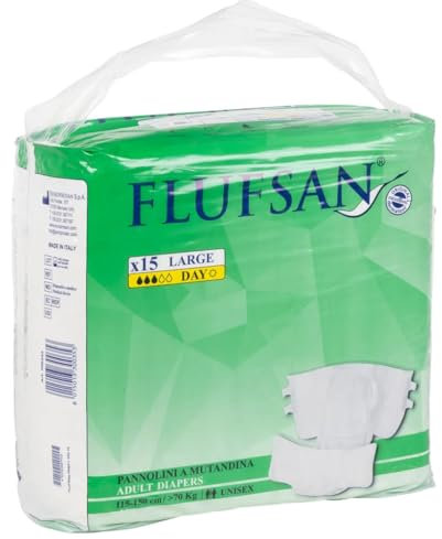 vidaXL Flufsan Einwegwindeln 15 STK., Einwegwindel mit hoher Saugfähigkeit Nässeindikator, Windelhose für Erwachsene, Erwachsenenwindel, Größe L