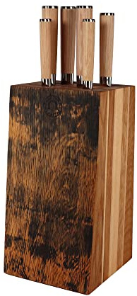 Exklusivt handgjort knivblock av gamla cylindrar | + | 7 Kai Shun Classic White damaskknivar, professionell kniv