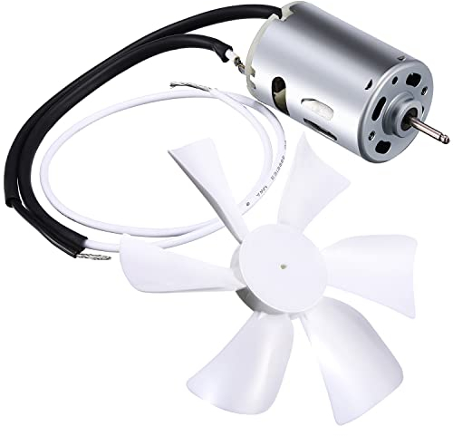 6 Replacement White RV Vent Fan Blade with 12V D-Shaft Motor, Compatible with Heng's, Elixir, Ventline, Jensen