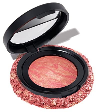 LAURA GELLER Baked Blush-n-Brighten Marbleized Blush Powder (Coral Cove) Creamy, Lightweight Blusher with Satin Finish