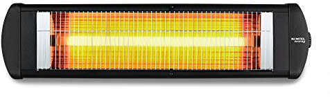 KUMTEL Chauffage infrarouge, 2000 W, installation murale et plafond, étanche IP55, 5 niveaux de puissance, noir